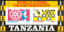 1986 Tanzania Campionato Mondiale Di Scacchi World Championship Of Chess Echecs Block MNH** Variety -Zz8 - Errori Sui Francobolli