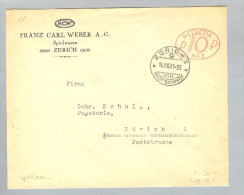 MOTIV Spielsachen 1931-12-16 CH-Brief Frei-O #582 F.C.Weber - Affranchissements Mécaniques