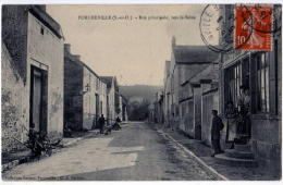 Porcheville Yvelines Rue Principale Animée Boutique Charrue 1913 Très Bon état - Porcheville