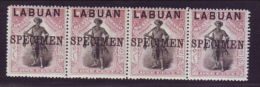 LABUAN 1897 1c STRIP OVERPRINTED "SPECIMEN" - Other & Unclassified