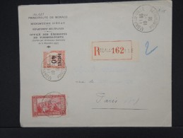 MONACO-Enveloppe En Recommandée Pour Paris En 1938  à Voir  P6022 - Briefe U. Dokumente