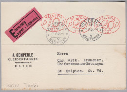 MOTIV TEXTIL 1946-05-07 OLTEN 1 FRAMA #1323 Auf Expres Brief - Postage Meters