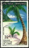 POLYNESIE FRANCAISE ECOLOGIE PROTECTION PALM 32 FRANCS STAMP ISSUED1960's(?) SG260 USEDLH PMK LEFT READ DESCRIPTION !! - Gebruikt