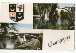 CPA  89     CHAMPIGNY      MULTIVUES     BLASON   VOILIERS - Champigny