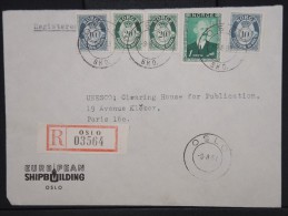 NORVEGE-Enveloppe En Recommandée De Oslo Pour Paris En 1953  Aff Plaisant     à Voir  P6074 - Brieven En Documenten