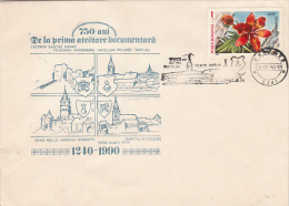 20892- FELDIOARA-PREJMER-HARMAN-SANPETRU SETTLEMENTS ANNIVERSARIES, SPECIAL COVER, LILY STAMP, 1990, ROMANIA - Briefe U. Dokumente