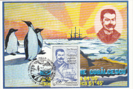 21028- BELGICA ANTARCTIC EXPEDITION, SHIP, PENGUINS, EMIL RACOVITA, MAXIMUM CARD, 1998, ROMANIA - Expediciones Antárticas