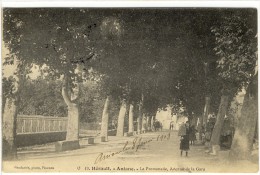 Delcampe - Carte Postale Ancienne Aniane - La Promenade, Avenue De La Gare - Aniane