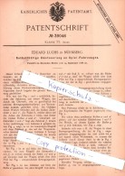 Original Patent - E. Luchs In Nürnberg , 1886 ,  Selbstthätige Umsteuerung An Spiel-Fahrzweugen !!! - Oud Speelgoed