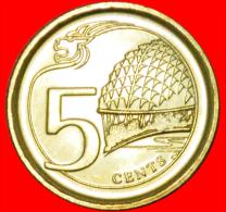 * NEW TYPE! THEATER: SINGAPORE  5 CENTS 2013! UNC MINT LUSTRE!  LOW START NO RESERVE! - Singapore