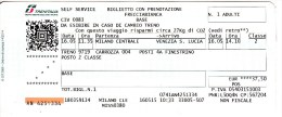 Italy ,  Milano  Centrale - Venezia S.Lucia    , Railway  Ticket  ,   2015 - Europe