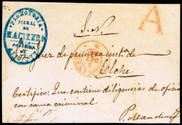 ALICANTE PREF. - ALICANTE 22R - 1856 FRONTAL CIRC. MARCA DE ABONO A A ELCHE - ...-1850 Prephilately