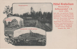 Litho AK Hotel Kretscham Seifhennersdorf Mit Burgsbergwarte Burgsberg Gasthof Bei Warnsdorf Varnsdorf Zittau Neugersdorf - Seifhennersdorf