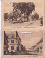 2 Cpa 65 Lannemezan Mairie Et Place De La République-place Au Bétail (partie Ouest(circulé-voir Scan-recto-verso) - Lannemezan