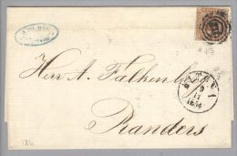 Dänemark 1854-11-19 Altona Mit Mi#1IIb 3-Ring-O #113 Nach Randers - Lettres & Documents