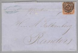 Dänemark 1855-05-10 Kopenhagen (Randers) Brief Mit Mi#4 Nach Randers 3-Ring-O#53 - Cartas & Documentos