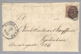 Dänemark 1853-09-26 Middelfart Brief Mit Mi#1IIa 3k-Ring-O #42 Nach Kopenhagen - Cartas & Documentos