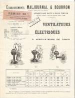 Publicité - Etablissements Maljournal Et Bourron Avenue Thiers à Lyon - Ventilateurs électriques - Elettricità & Gas