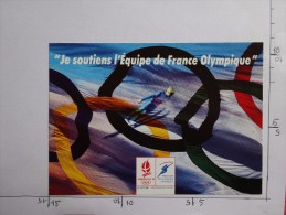 JEUX OLYMPIQUES D'HIVER  ALBERTVILLE 92 "JE SOUTIENS L'EQUIPE DE FRANCE"  VERSO PRE ADRESSE - Giochi Olimpici