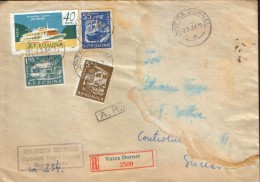 Romania - Registered  Letter Circulated In1964- Oltenita Ship,tractor,Ships, Locomotive - Lettres & Documents