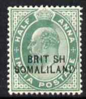 Somaliland 1903, KE7 Opt At Bottom On 12a With BRIT SH Error, Mounted Mint SG25a - Erreurs Sur Timbres