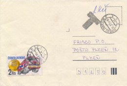 J2483 - Czechoslovakia (1991) 036 01 Martin 1 / 312 00 Plzen 12 - Postage Due Stamps (2 Kcs) - Portomarken