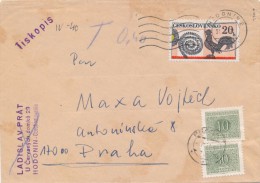 J2495 - Czechoslovakia (1973) Hodonin 2 / Praha 7 - Postage Due Stamps (0,40 Kcs) - Postage Due