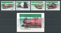 GAMBIE 1989 N° 833/836 Bloc N° 75 ** Neufs = MNH  TTB Cote 18,50 € Trains Locomotives Africaines à Vapeur Transport - Gambia (1965-...)