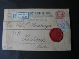 == GB R-cv, 1908 Nach Karlsruhe  Siegel - Cartas & Documentos