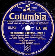 78 Trs - 30 Cm - état EX - Lily PONS - FLEDERMAUS FANTASY - PART 1 Et 2 - 78 T - Disques Pour Gramophone