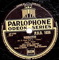 78 Trs - 30 Cm - état EX - Lily PONS  Et ENRICO DI MAZZEI - RIGOLETTO - Act 2 - Duet Part 1 Et 2 - 78 T - Disques Pour Gramophone