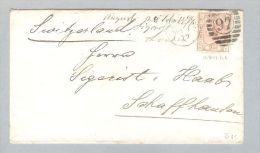 GB 1877-03-01 Mi# 47 Pl4 London Nach Schaffhausen CH - Cartas & Documentos