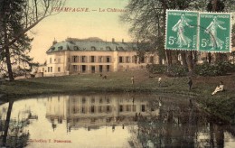 95 Champagne  Le Chateau Carte Colorisée Et Toilée Animée - Champagne Sur Oise
