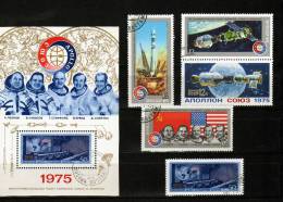 Block-Set Apollo/Sojus 1975 Raumfahrt Sowjetunion Bl.105,BM,4371/4+ZD O 3€ Flaggen Der USA Und SU M/s Space Bloc Bf CCCP - Collections