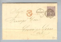 Grossbritannien 1866-02-02 Mi# 25 Brief Cardiff Nach Genova Loano It. - Briefe U. Dokumente