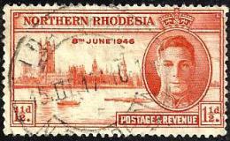 BRITISH NORTHERN RHODESIA KGVI HEAD PEACE OUT OF 3 1&1 2 P USEDH 08-06-1946 SG? READ DESCRIPTION !! - Rhodésie Du Nord (...-1963)