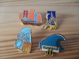 Lot De 4 Pin's Mac Donald's Arthus Bertrand - Sets