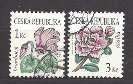 Czech Republic 2007 ⊙ Mi  514, 553 Sc 3345, 3364 Flowers Cyclamen, 2008 Azalea. Tschechische Republik C1 - Gebruikt