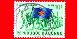 Repubblica Del CONGO - Usato - 1961 - Anniversario Del Principio Di Indipendenza - Bandiera - Flag - 10 - Gebruikt