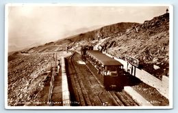 POSTCARD SNOWDEN SUMMIT RAILWAY STATION W.4383 TRAIN NORTH WALES BW Rppc VALENTINES - Denbighshire