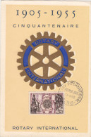Carte Maximum TUNISIE  N°Yvert 390 (ROTARY) Obl Sp 1er Jour 1955 - Cartas & Documentos