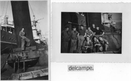 2 PHOTOS  AUTHENTIQUES  - MARINE NATIONALE  -  REMORQUEUR  CANDON Ou CONDON  - Octobre 1948 - Bateaux