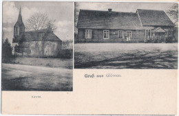 Gruß Aus GLÖWEN Kirche Gastwirtschaft Emil Wagenknecht Bahnpost BERLIN - HAMBURG 3.6.1918 ZUG 203 - Glöwen