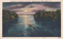 Moonlight On Onondaga Lake Outlet Onondaga Lake Park Syracuse New York 1951 - Syracuse