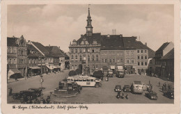 AK Ceska Lipa Böhmisch Leipa Adolf Hitler Platz Bus Hotel Bei Langenau Haida Kottowitz Schwoika Zwickau Reichstadt - Sudeten