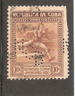 Perforadas/perfin/perfore/lochung     Republica De Cuba 1930 10 Centavos Sc # 302  Ed # 242 NCB - Used Stamps