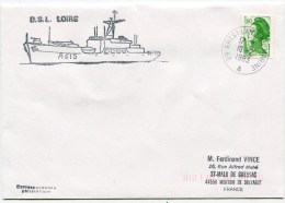 Dateur BREST LANNION MARINE + Cachet B.S.I. LOIRE Sur Env. Du 10/02/1983 - Maritime Post