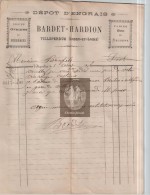 Document Du 01/08/1898 BARDET-HARDION Dépôt D'engrais - Villeperdue - 37 Indre-et-Loire - 1800 – 1899