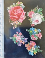 Chromo Decoupis, Gaufré A Coller. Theme Floral, Fleurs Vers 1900 - Flowers