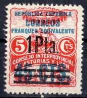 Asturias Y Leon -  Nueva Sobrecarga 1 Pta. (45 Cts.) Sobre 5 Cts. -  Sofima  20  () Spain Civil War - Asturias & Leon